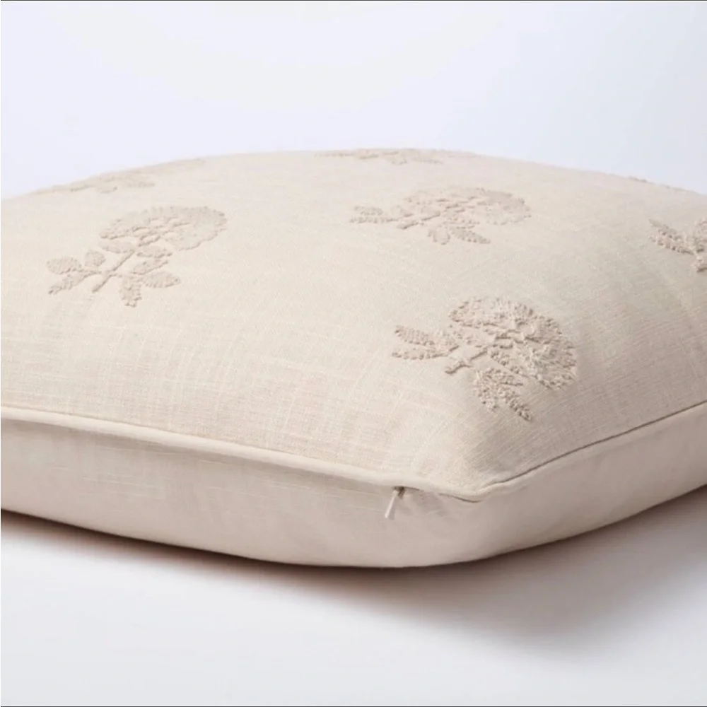 Square Embroidered Floral Decorative Throw Pillow - Threshold